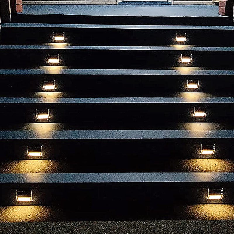 Lightess Solar Lights for Steps Deck Solar Stair Light Outdoor Waterproof Stainless Steel LED Fence Light for Garden Patio Pathway, 6 Pack, Warm White - Image 1